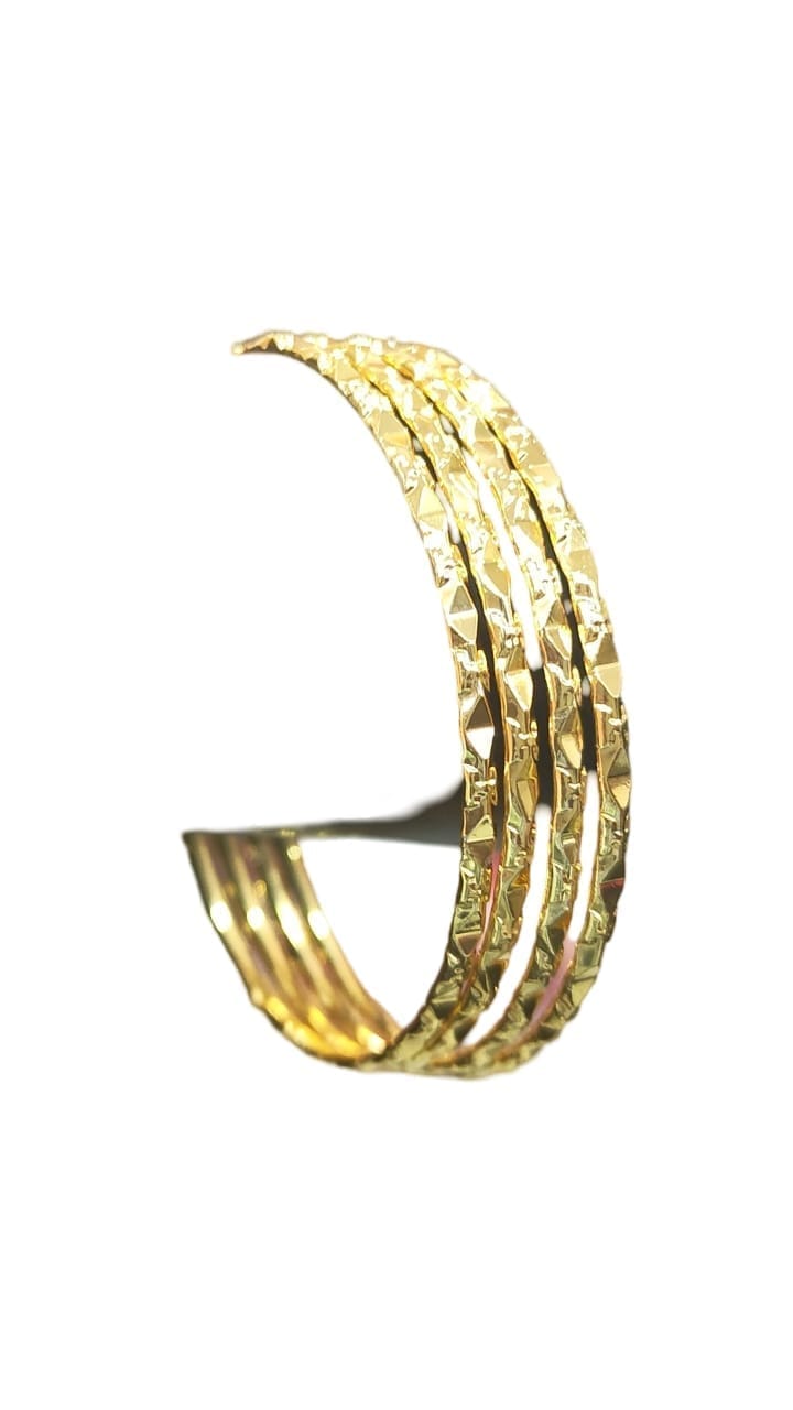 Gold Plated Textured Bangle Set of 4