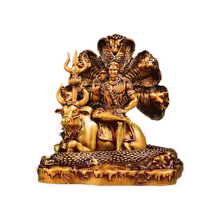 Artarium Mahadev with Trishul Figurine Shiv Ji Statue Shiva Murti Shiv Nandi Idol with Sheshnaag Shiva Nandi Showpiece for Car Dashboard Home Table Desk Office Decor Showpiece (Shiv Nandi 3.5 Inch)