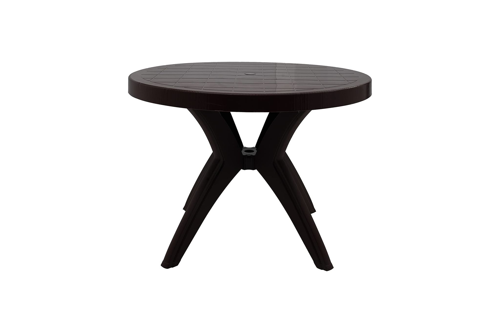 Supreme Furniture Optima Plastic Gloss Finish Round Dining Table with Cross Legs Design for Dining Room/Garden/Cafe and Restaurants