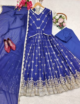 Designer Party Wear Gown With Pent And Fancy Dupatta