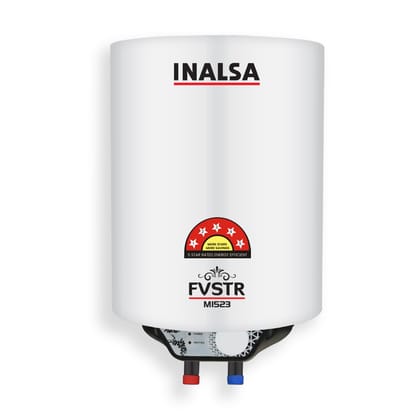 Inalsa FVSTR M Series 15-L 5 Star Rates Storage Water Heater (Geyser) with Advanced 3 Level Safety|Smart Energy Management|8 Bar Pressure|3 Yr Warranty on Elements & 2 Yr on Product,White Inalsa FVSTR M Series 15-L 5 Star Rates Storage Water Heater (Geys