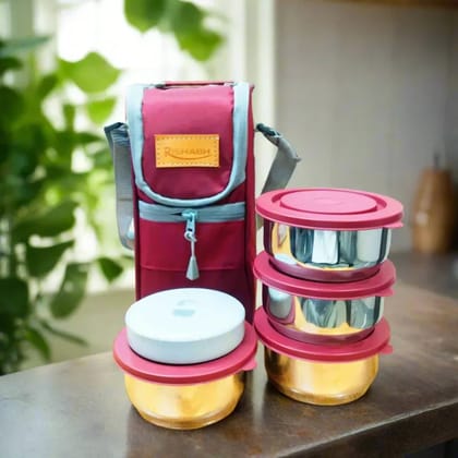 Rishabh Stanley Leak Proof Steel Tiffin Box 4 Containers