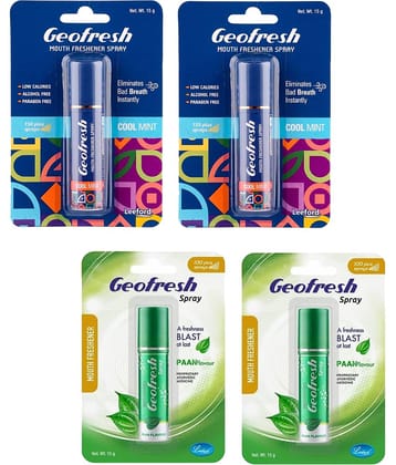 Leeford Breath Freshener Spray Assorted 15 g Pack of 4