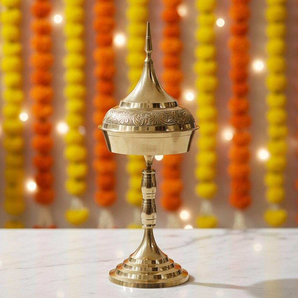 Brass Hurahi Hori No.4 | Handmade Indian Brass Utensil, Height : 13.5 Inch (ZMAS331 E)