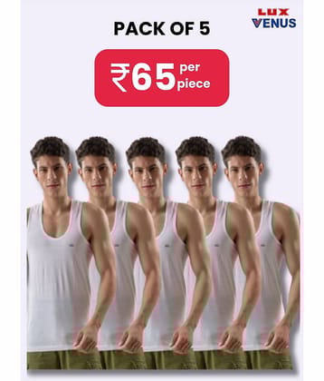 lux venus Pack of 5 Cotton Undershirt For Men ( White )