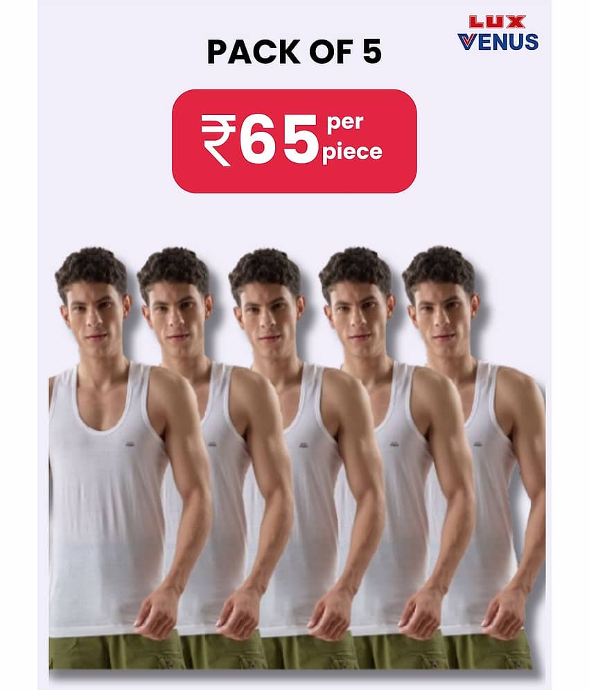 lux venus Pack of 5 Cotton Undershirt For Men ( White )