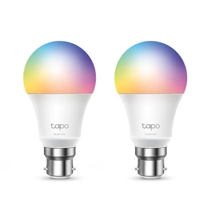 TP-Link Tapo L530B Pack of 2 Smart Bulb, Wi-Fi LED Light, B22, 8.7W, Compatible with Alexa(Echo and Echo Dot) and Google Home, Colour-Changeable, No Hub Required [Energy Class A+], Multi, Standard