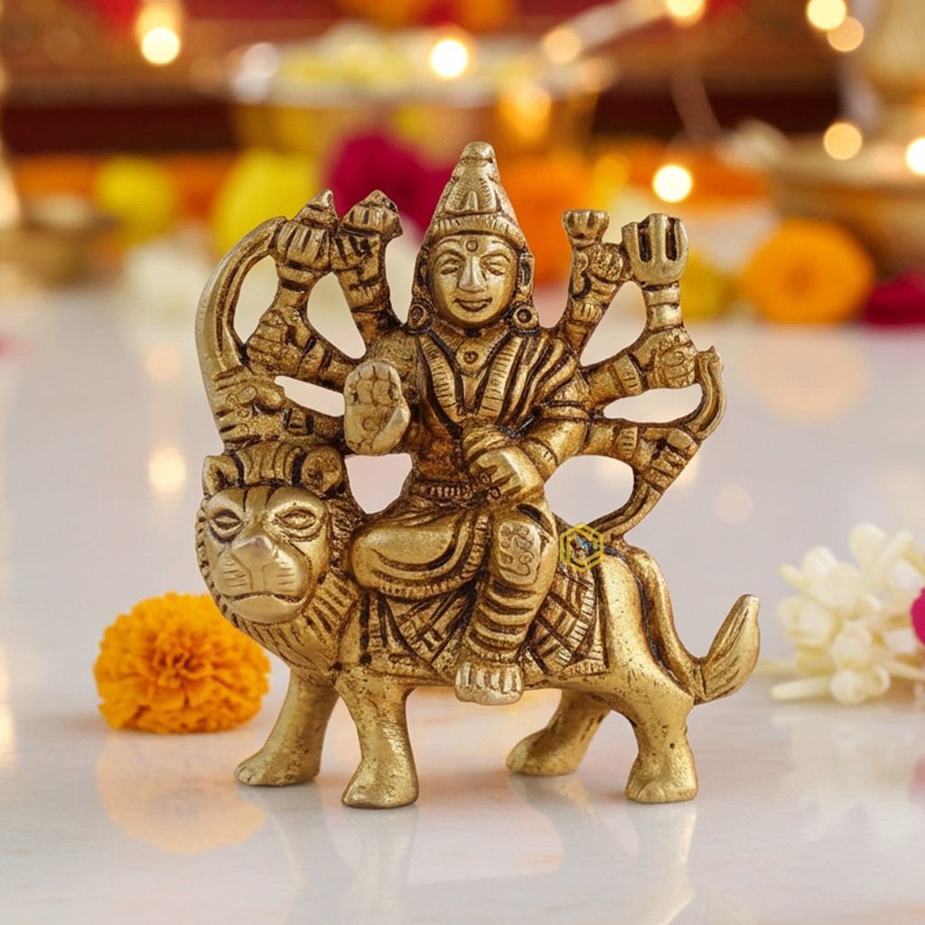Brass Durga Ji Puja Statue - Divine Goddess Idol for Worship, Height : 3 Inch (BSMAS1044 C)
