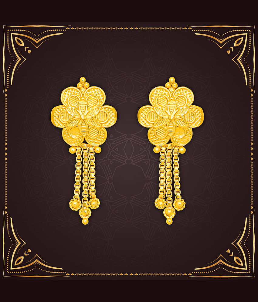 LUV FASHION Golden Drop Earrings ( Pack of 1 )