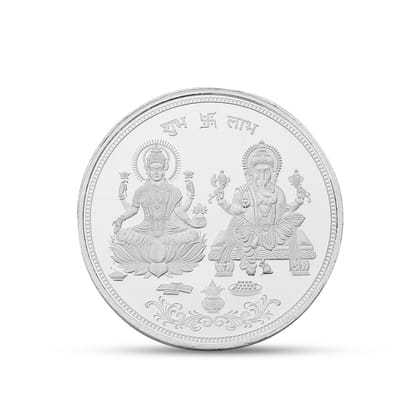 20g Fine Silver 999 Lakshmi Ganesh Coin | Shubh Labh Engraved Pure Silver Coin | Diwali Pooja & Gifting