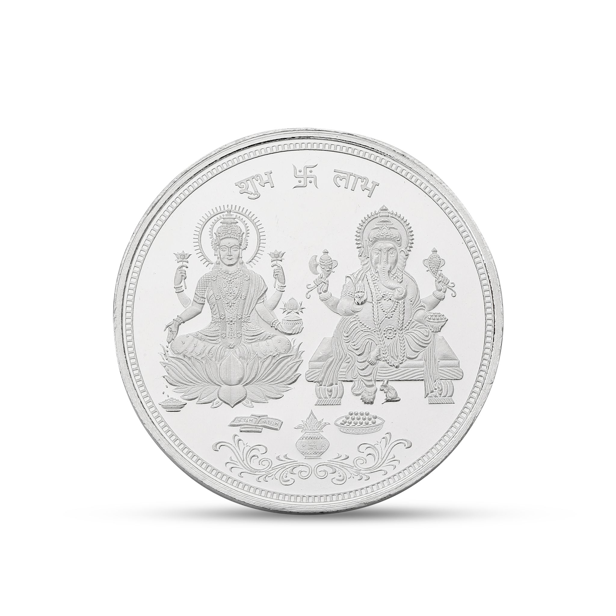 20g Fine Silver 999 Lakshmi Ganesh Coin | Shubh Labh Engraved Pure Silver Coin | Diwali Pooja & Gifting