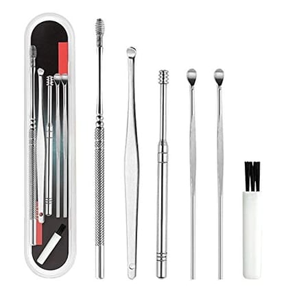 Elecsera Ear Cleaning Tools kit Ear Wax Cleaner Earwax Remover Stick Set Spring Curette (100 g, Set of 6)