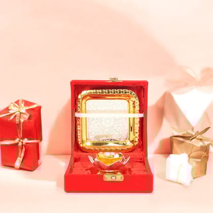 Handcrafted Premium Brass Diya and Plate Set Handcrafted Premium Brass Diya and Plate Set