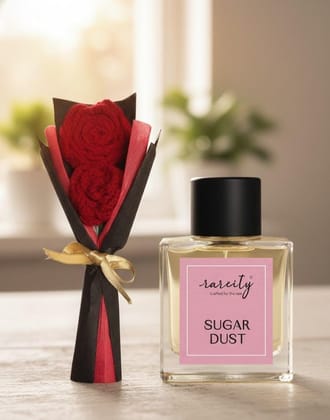 Romantic Women's day Gift | Aromatic Sugar Dust Eau de Parfum 50ml with Hand Crochet Roses Gift Set Gift for Her | Gift for Women | Wedding Gift Romantic Women's day Gift | Aromatic Sugar Dust Eau de Parfum 50ml with Hand Crochet Roses Gift Set Gift for Her | Gift for Women | Wedding Gift