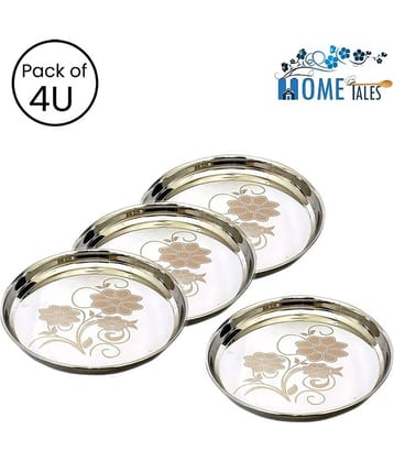 NGA Stainless Steel 11 Inches Khumcha Plate, Pack of 4 U, 26 cm (Dia) per unit, Heavy 22 gauze