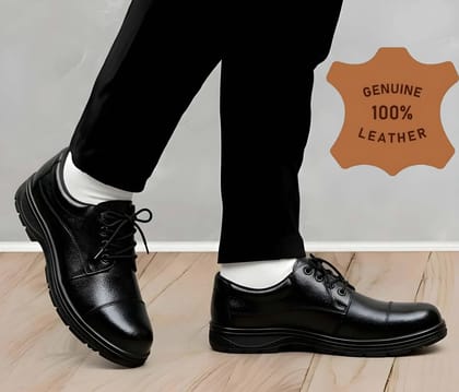 Mens Genuine Leather Black Safety Shoes LaceUp Steel Toe Protective Industrial Work Shoes with AntiSlip Sole for Construction Factory Warehouse and Outdoor Safety Wear