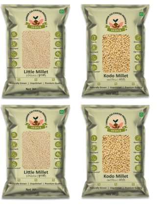 Sedya Millet Combo - Little Millet (1kg) + Kodo Millet (1kg) | 4 x 500g | Premium Unpolished