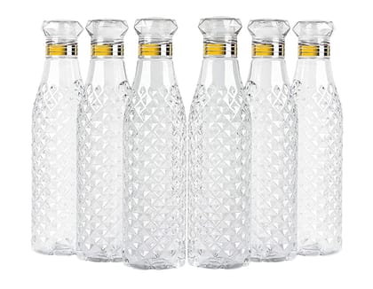 Summer Fridge Water Bottles, 1000 ml, Set of 6, Clear Plastic