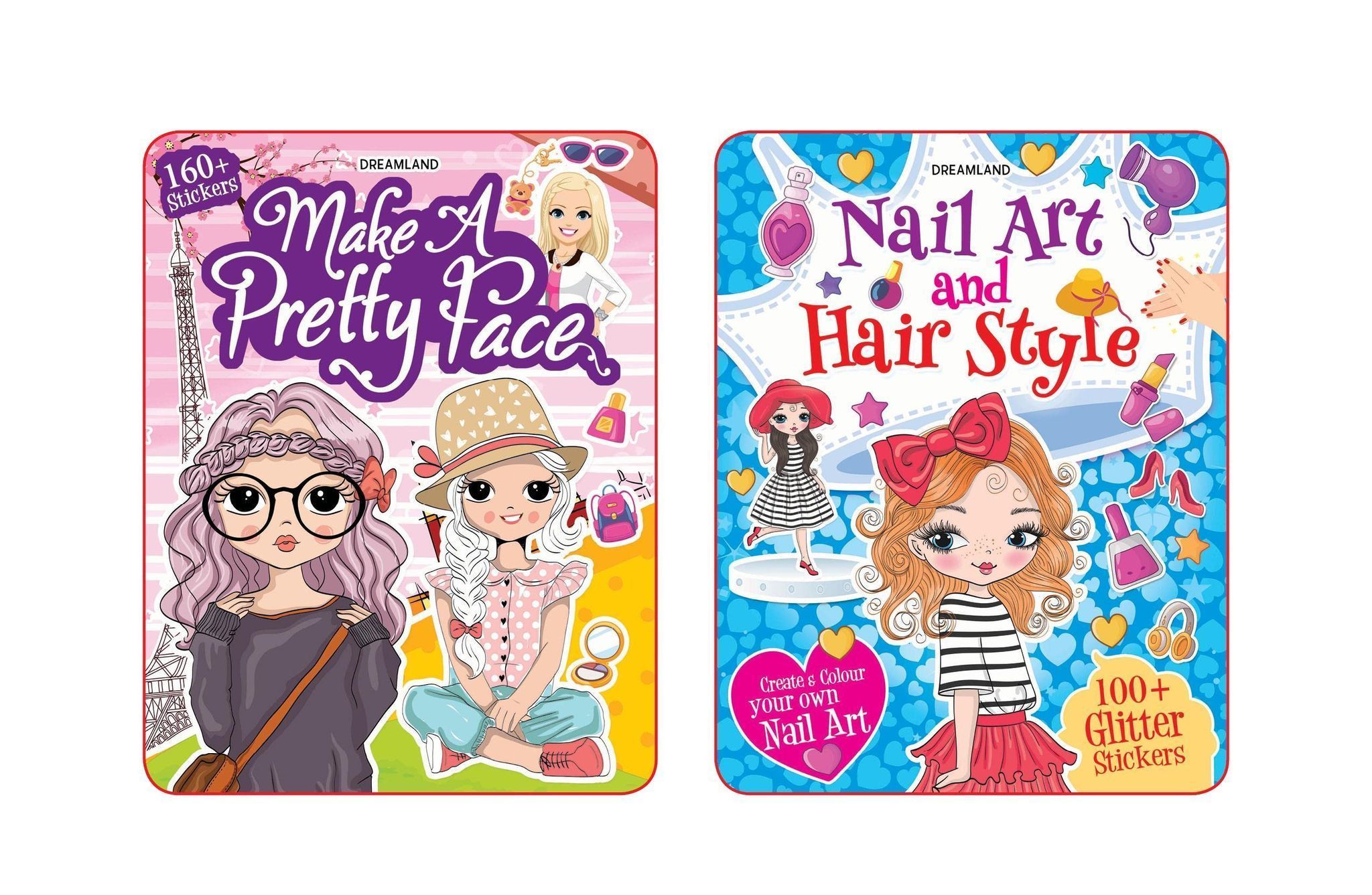 Make A Pretty Face and Nail Art, Hair Style Pack- 2 Books Dreamland Publications