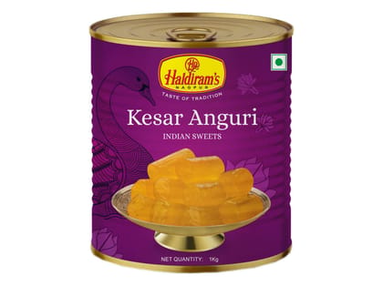 Haldiram's Kesar Anguri Tin Sweets - 1 Kg - Pack of 2