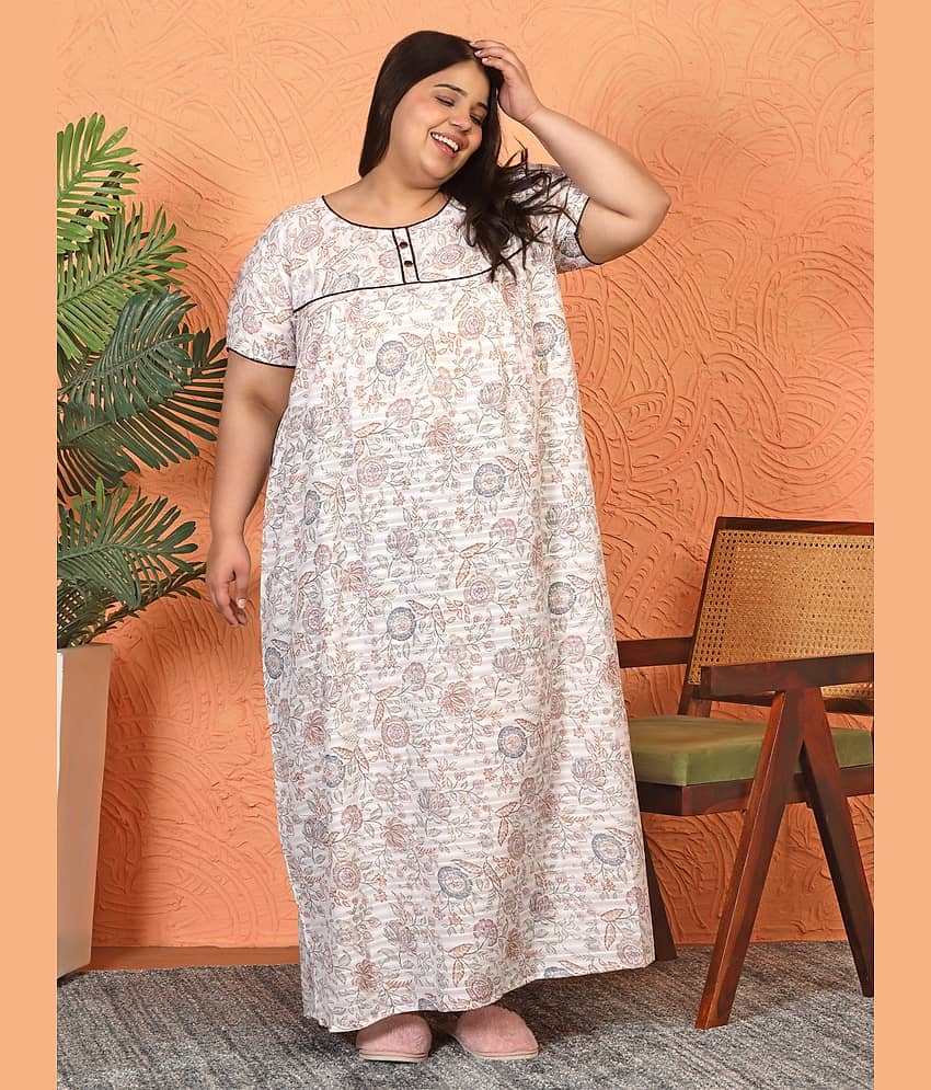 Klotthe Women Cotton Blend Printed Maxi ( White )