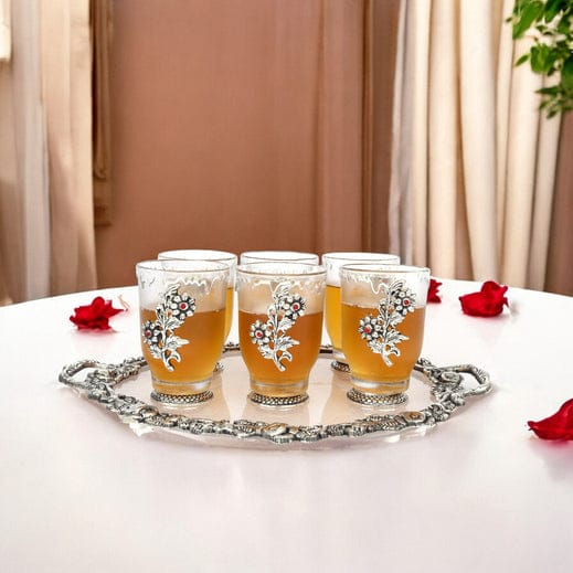 German SilverSet of 6 Glasses with TraySilver