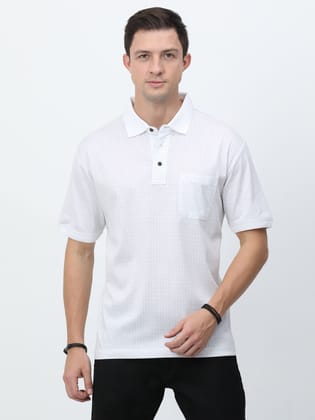 Classic Polo Mens Cotton Half Sleeves Floral Authentic Fit Polo Neck White Color T-Shirt | Swank - 07 A Af P