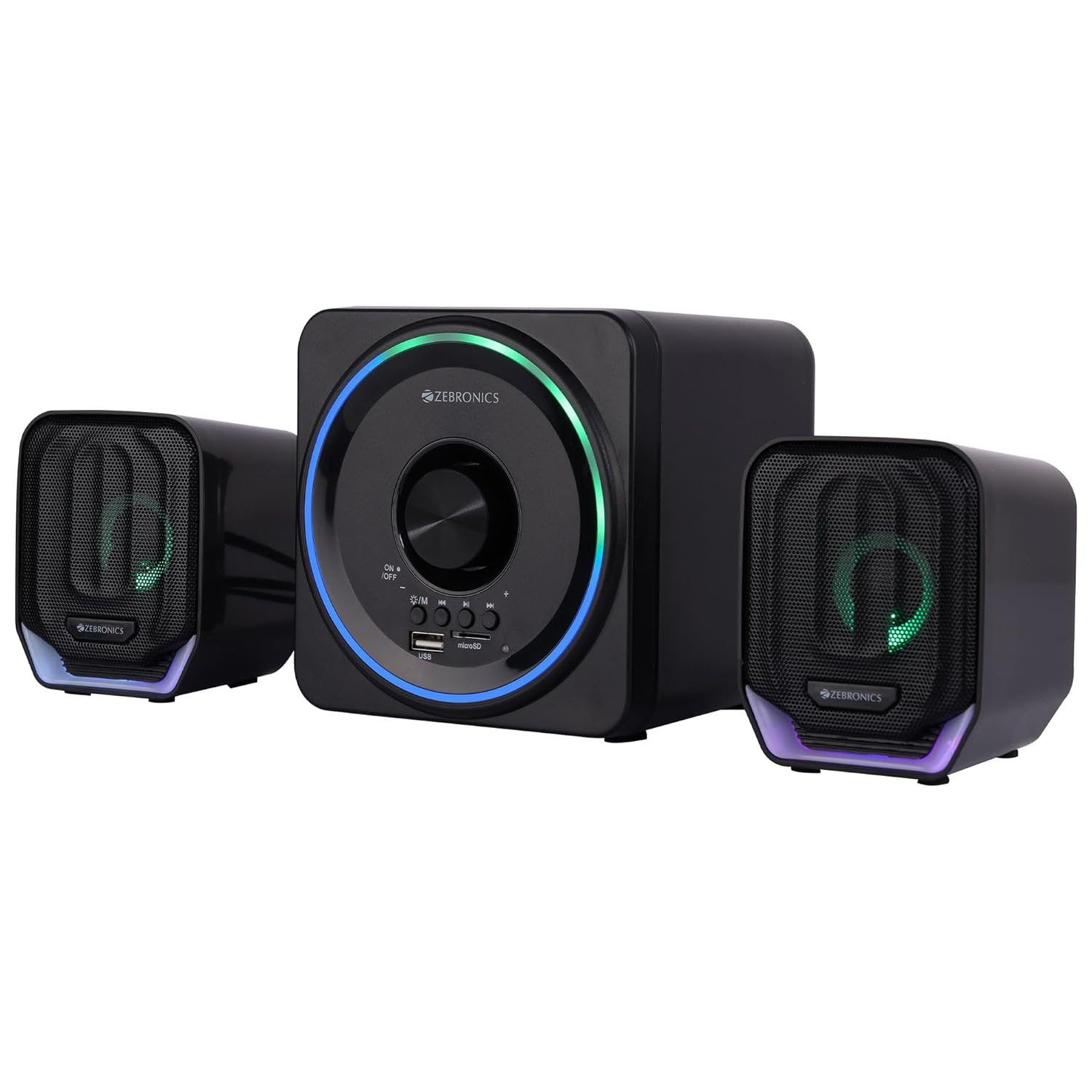 Zebronics Pluto2 &nbsp;Desktop Speaker RGB Lights - Black