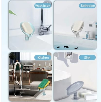 Self Draining Soap Holder for Bathroom Leaf Shape Soap Tray
