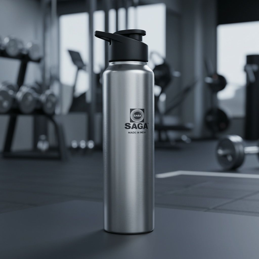 Slipper Lid Stainless Steel Bottle 1000 ML Silver Finish (SMAS048 A)
