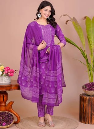 Violet Cotton Premium And Elegant Kurta Set For Women Violet Cotton Premium And Elegant Kurta Set For Women