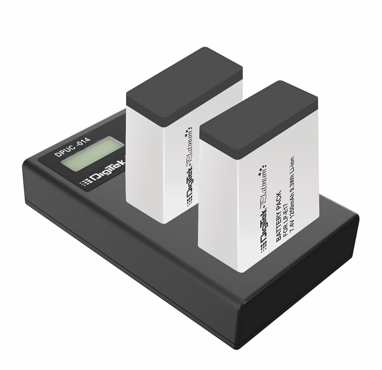 Digitek Platinum Dual Port Li-ion LCD Battery Charger with 2 Nos of 1250mAh Capacity LP E17 Li-ion Battery Combo Pack (DPUC-014 D E17) Digitek Platinum Dual Port Li-ion LCD Battery Charger with 2 Nos of 1250mAh Capacity LP E17 Li-ion Battery Combo Pack (