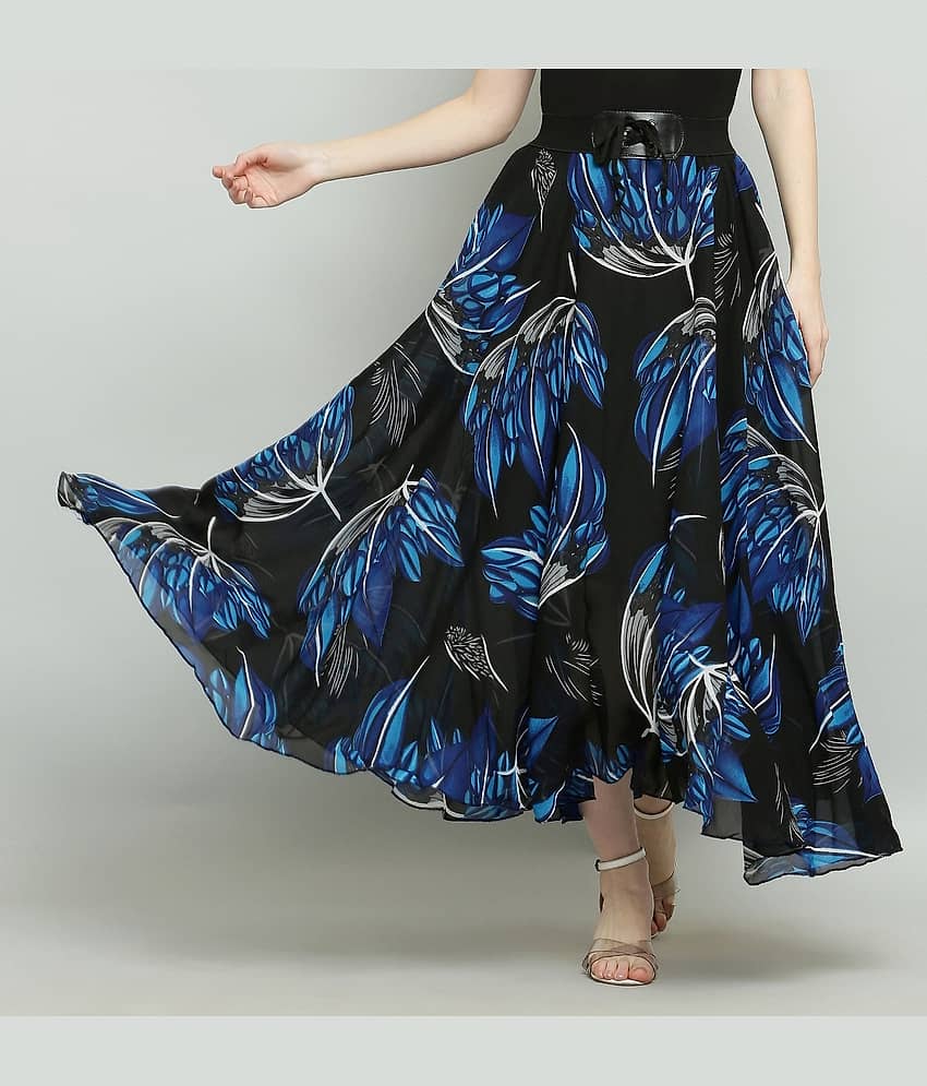 Raabta Fashion Black Georgette Women's Flared Skirt ( Pack of 1 )