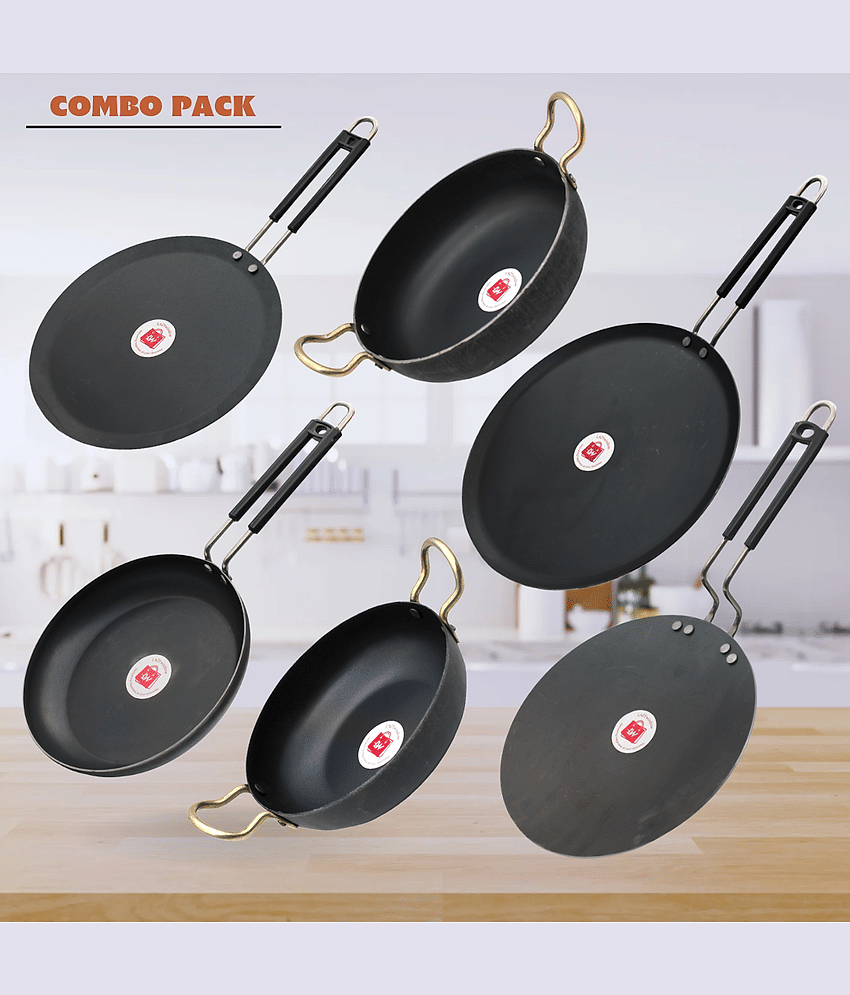 LAZYWINDOW Non Coated Iron Cookware Sets
