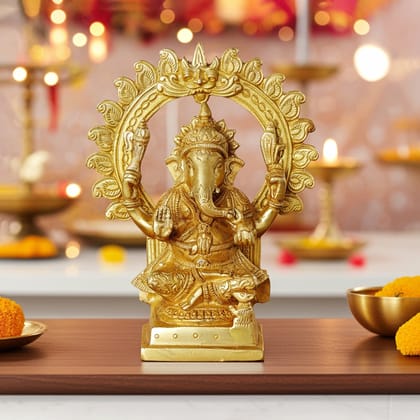 Brass Showpiece Ganesh Ji God Idol Statue (BSMAS1037 G)