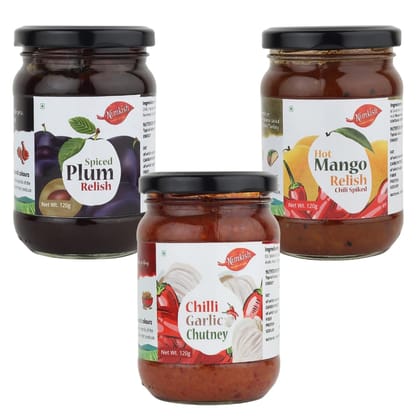 Nimkish Chutney Combo Pack of 3 | Plum, Hot Mango & Chilli Garlic | Sweet, Spicy & Tangy Himalayan Condiments Nimkish Chutney Combo Pack of 3 | Plum, Hot Mango & Chilli Garlic | Sweet, Spicy & Tangy Himalayan Condiments