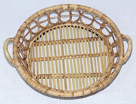Dastkar Crafts Cane Tray with Handle Kitchen Essential