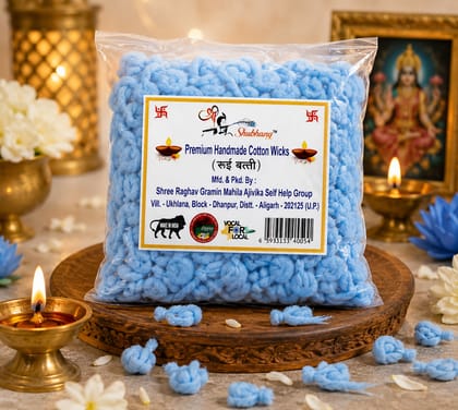 Blue Premium Handmade Cotton Wicks (Batti)