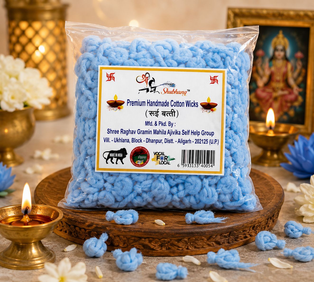 Blue Premium Handmade Cotton Wicks (Batti)
