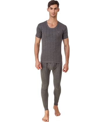 Hap Kings Pack of 1 Cotton Blend Thermal Sets For Men's ( Grey )