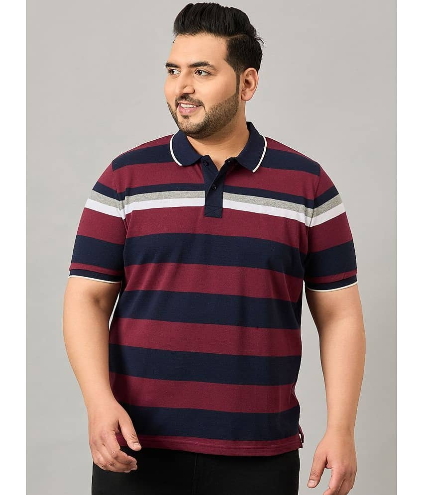AUSTIVO Cotton Blend Regular Fit Striped Half Sleeves Men's Polo T Shirt - Multicolor ( Pack of 1 )