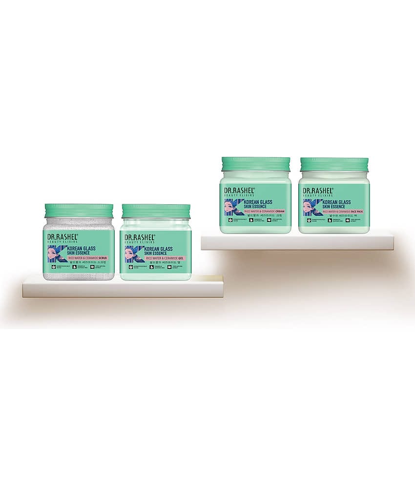 Dr.Rashel Korean Facial Kit(Scrub, Gel,Face Pack,Cream),For Hydration & Revitalize,For All Skin Type,45 Ml (Pack of 4)