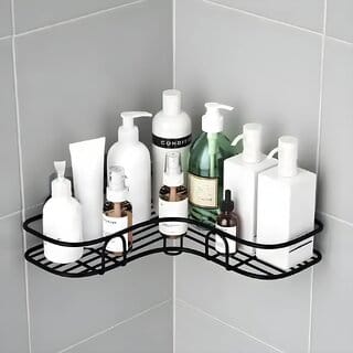 Metal Bathroom Organiser Without Drill Corner | Shelf Adhesive Stand For Corner Rack For Bathroom | Shampoo Holder For Accessories-Multipurpose Shelf