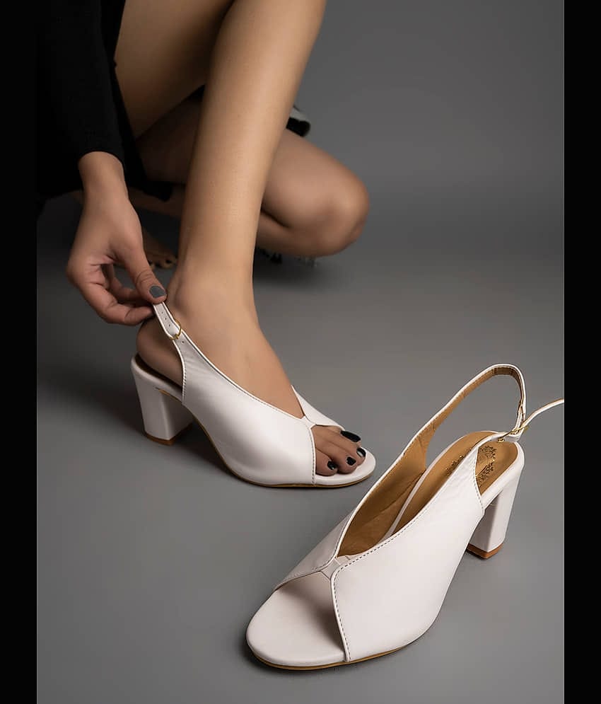 Shoetopia White Women's Peep Toes Heels