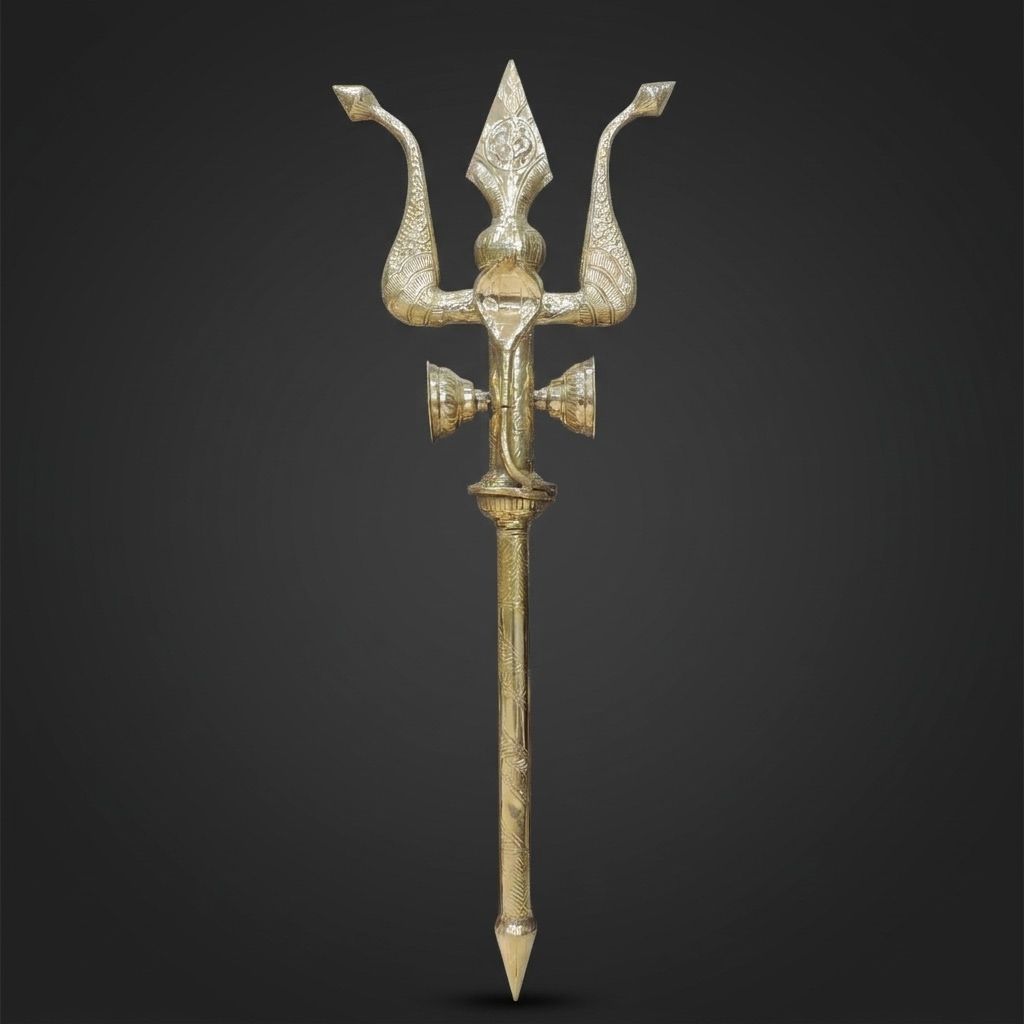 Brass Trishul, Height : 44.5 Inch (ZMAS138 W)
