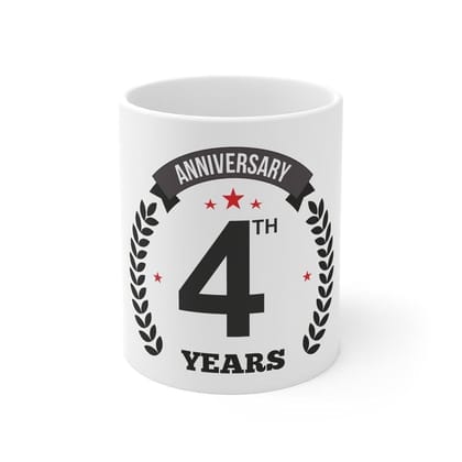 DARSHANS Ceramic 4th Anniversary Printed Coffee Mug (Color: White, Capacity:330ml) DARSHANS Ceramic 4th Anniversary Printed Coffee Mug (Color: White, Capacity:330ml)