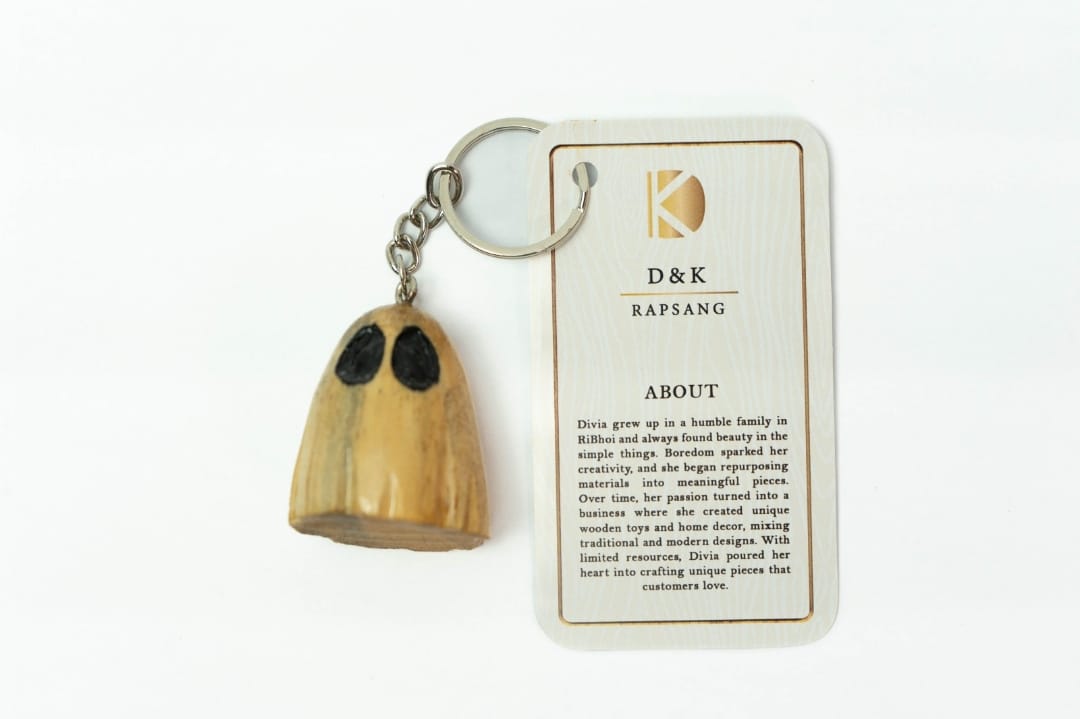 Handmade Wooden Ghost Keychain