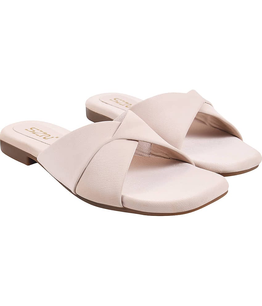 NZS Cream Women's Open Toe Flats