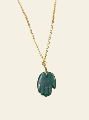 Green Jade Hamsa Hand Pendant  Hand-Carved Gemstone Charm
