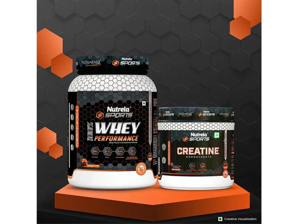 Patanjali Nutrela Sports 100% Whey Chocolate Irish (1KG) + Creatine Monohydrate (100g)